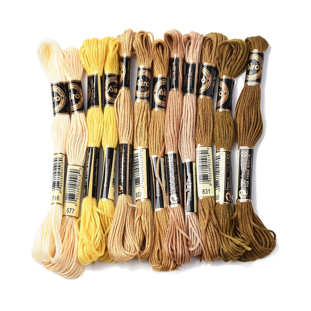 Broderigarn – Gul Gradient, Polyester (0,5mm) 12 Dukker, 8m. - Uniq Perler - 126182