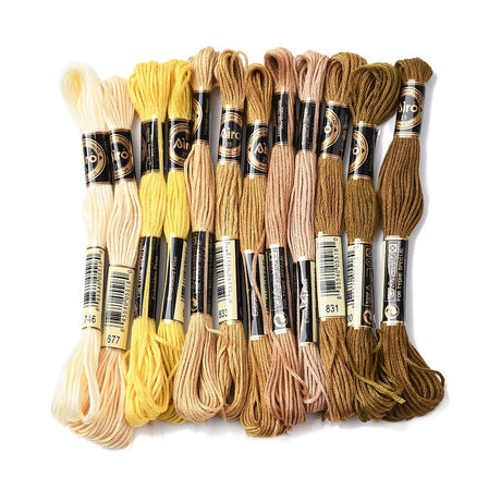 Broderigarn – Gul Gradient, Polyester (0,5mm) 12 Dukker, 8m. - Uniq Perler - 126182