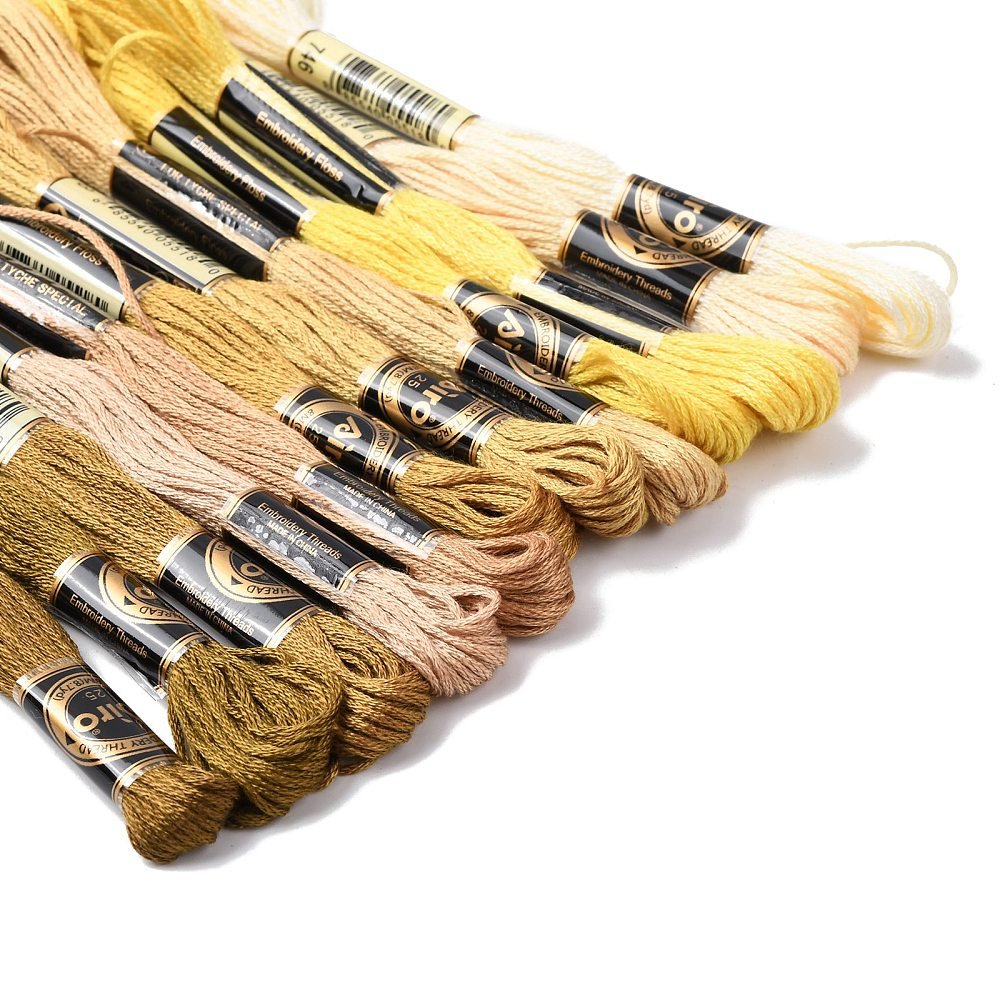 Broderigarn – Gul Gradient, Polyester (0,5mm) 12 Dukker, 8m. - Uniq Perler - 126182