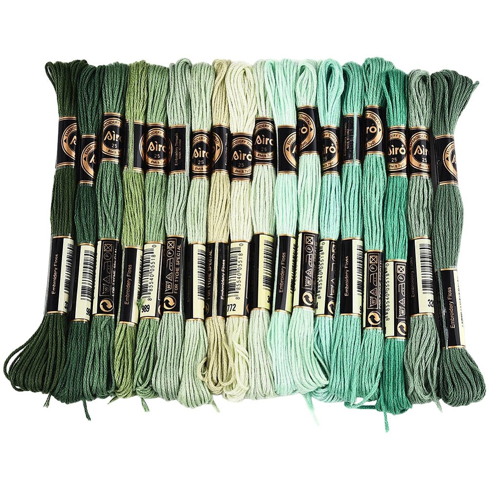 Broderigarn i Polyester – 6 - Trådet, Grøn Gradient (18 Dukker, 8m) - Uniq Perler - 