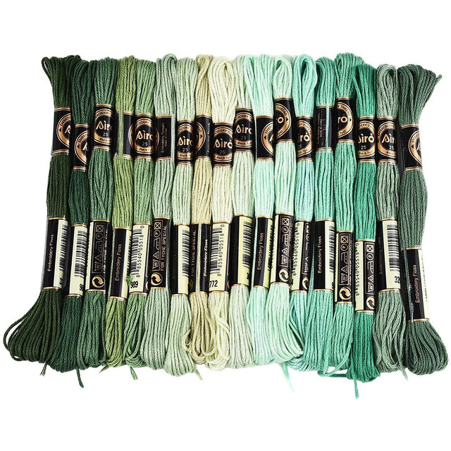 Broderigarn i Polyester – 6 - Trådet, Grøn Gradient (18 Dukker, 8m) - Uniq Perler - 