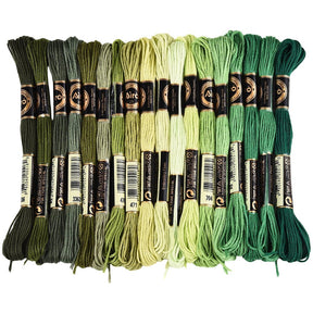 Stickgarn aus Polyester – 6-fädig, Grün/Limettenverlauf (18 Puppen, 8m) - Uniq Perler - 