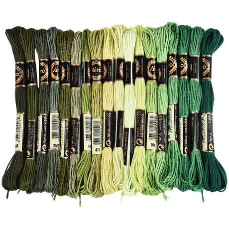 Broderigarn i Polyester – 6 - Trådet, Grøn/lime Gradient (18 Dukker, 8m) - Uniq Perler - 