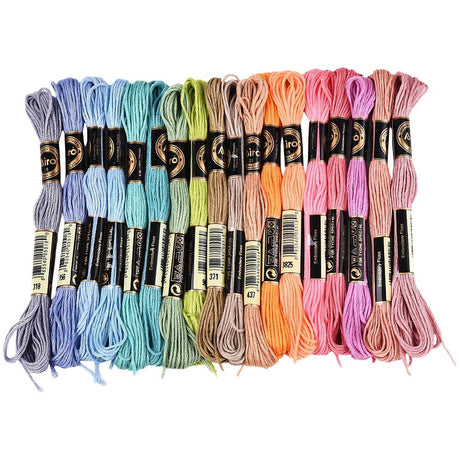 Broderigarn i Polyester – 6 - Trådet, Mix Farver (18 Dukker, 8m) - Uniq Perler - 