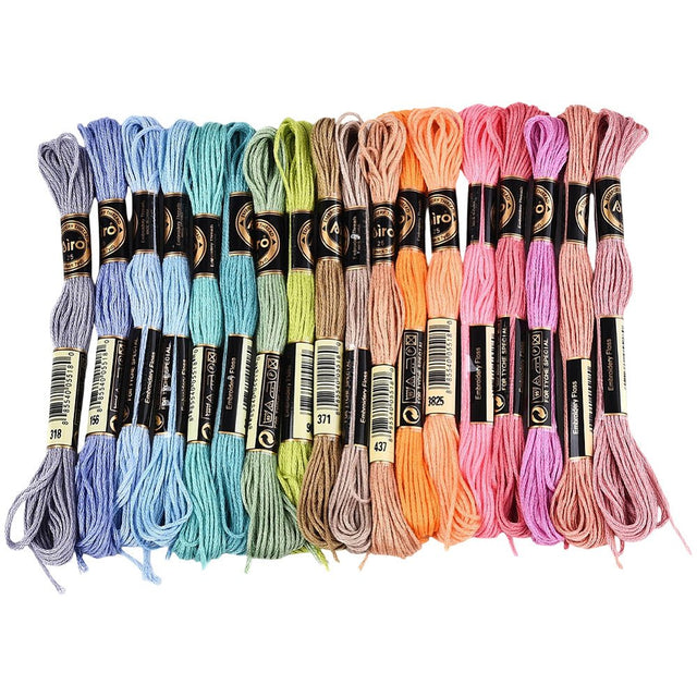 Broderigarn i Polyester – 6 - Trådet, Mix Farver (18 Dukker, 8m) - Uniq Perler - 