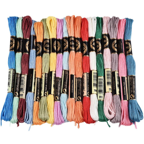 Broderigarn i Polyester – 6 - Trådet, Mix Farver (18 Dukker, 8m) - Uniq Perler - 