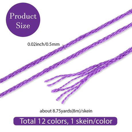 Broderigarn – Lilla Gradient, Polyester (0,5mm), 12 dukker, 8m. - Uniq Perler - 126187