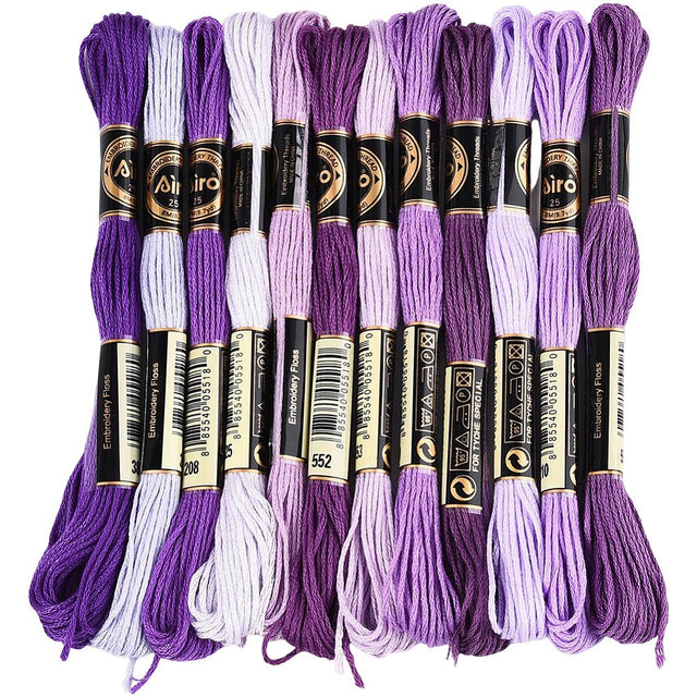 Broderigarn – Lilla Gradient, Polyester (0,5mm), 12 dukker, 8m. - Uniq Perler - 126187