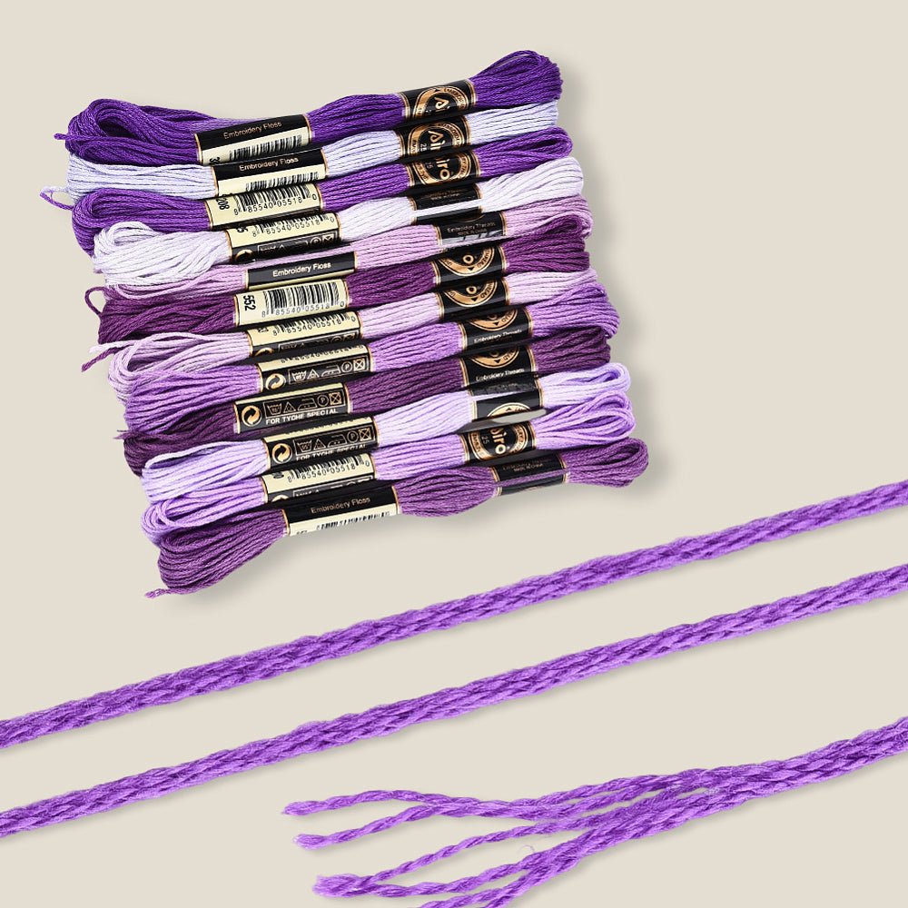 Broderigarn – Lilla Gradient, Polyester (0,5mm), 12 dukker, 8m. - Uniq Perler - 126187