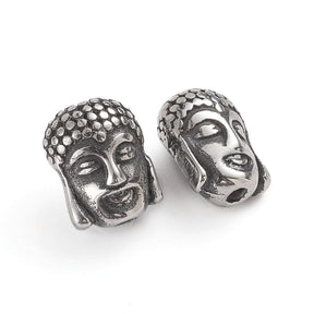 Buddha Head Bead, Steel, (11x9x7mm) - Uniq Perler - 0000014767
