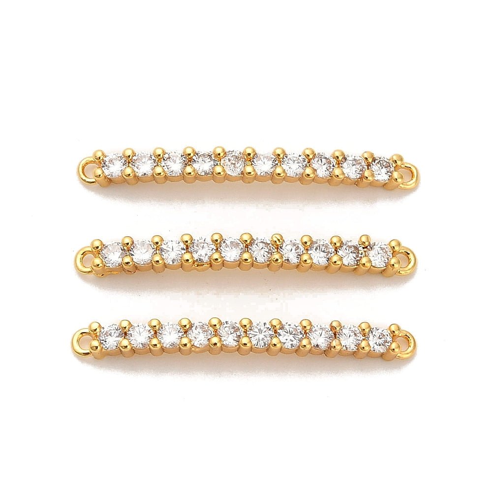 Curved Rectangle Connector – Zirconia stones - 18K Long-Lasting Plating (26mm) - Uniq Perler - 