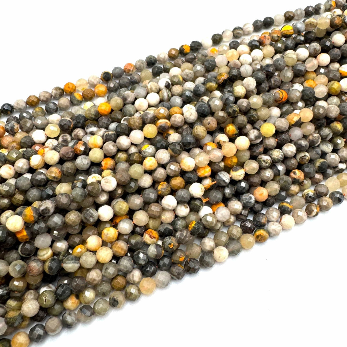 Bumblebee Jaspis – Gul/Sort, Runde Facetteret (4mm) - Uniq Perler - 7356700
