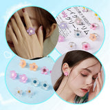 Cabochon Sæt Med Blomster – Fingerring & Ørestikkere, Akryl & Forgyldt, 44 Dele - Uniq Perler - 114898