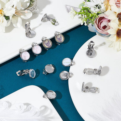 Cabochon Sæt – Øreklips Til Cabochon, Rustfrit Stål, 80 Dele - Uniq Perler - 114899
