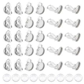 Cabochon Set – Clip-on Earring For Cabochon, Stainless Steel, 80 Pieces - Uniq Perler - 114899