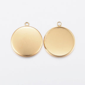 Cabochon Pendant in Gold-plated Water-resistant Steel – (20mm) 4 pcs - Uniq Perler - 