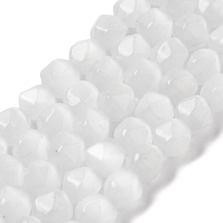 Cat Eye – Hvid, Facetteret (7x7x7mm) - Uniq Perler - 113147