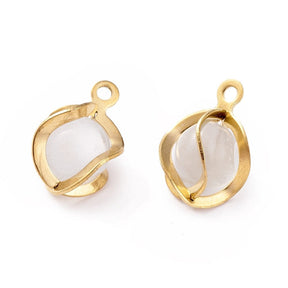 Cat Eye Vedhæng – 18K Forgyldt Stål, Tvistet (11,5x8x7mm), 4 Stk - Uniq Perler - 112713