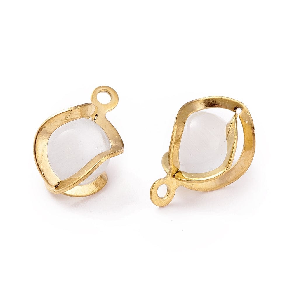 Cat Eye Vedhæng – 18K Forgyldt Stål, Tvistet (11,5x8x7mm), 4 Stk - Uniq Perler - 112713