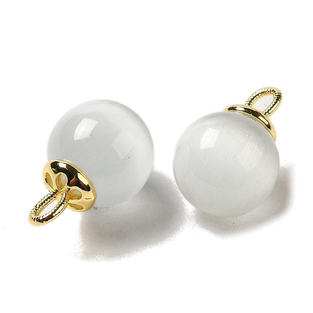 Cat Eye Vedhæng – Hvid/Klar (18x12mm) - Uniq Perler - 112714