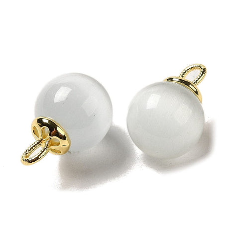 Cat Eye Vedhæng – Hvid/Klar (18x12mm) - Uniq Perler - 112714