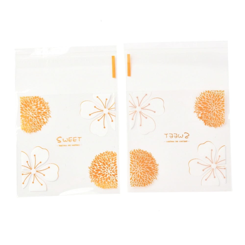 Cellofanposer Med Blomster – Gul/Orange (10x7cm) 100 Stk - Uniq Perler - 115315