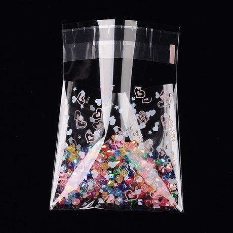 Cellofanposer Med hjerter(10x7cm), 100 Stk - Uniq Perler - 117059