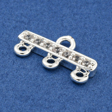 Chandelier Mellemled Med Kubisk Zirkonia – Langtidsholdbar Sølvbelagt Messing (9x17x2,5mm) 2 Stk - Uniq Perler - 119075