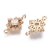 Chandelier Mellemled Med Zirkonia Sten, Langtidsholdbar Forgyldt, 17x11mm - Uniq Perler - 114379