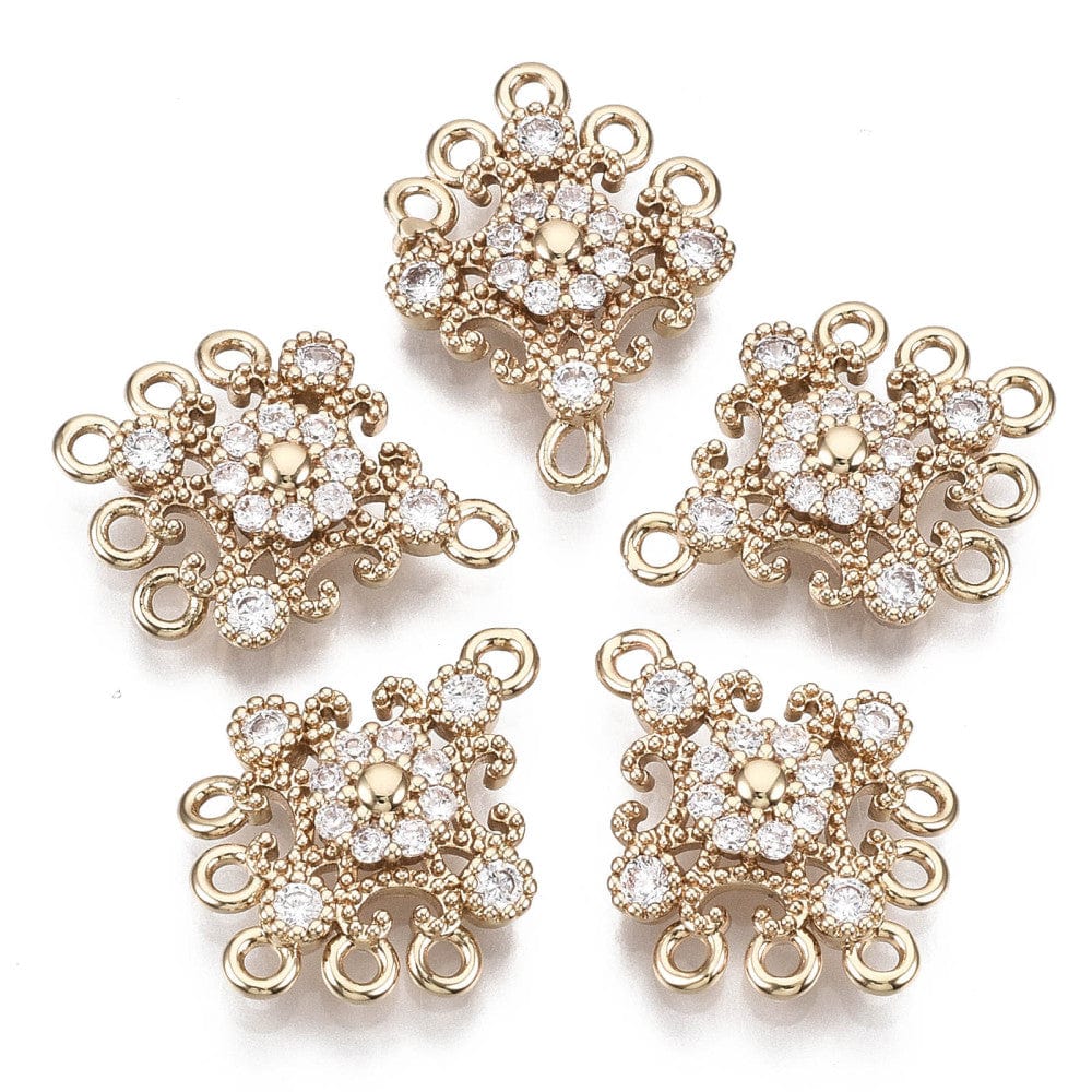 Chandelier Mellemled Med Zirkonia Sten, Langtidsholdbar Forgyldt, 19x14mm - Uniq Perler - 114332