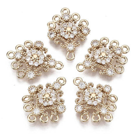 Chandelier Mellemled Med Zirkonia Sten, Langtidsholdbar Forgyldt, 19x14mm - Uniq Perler - 114332