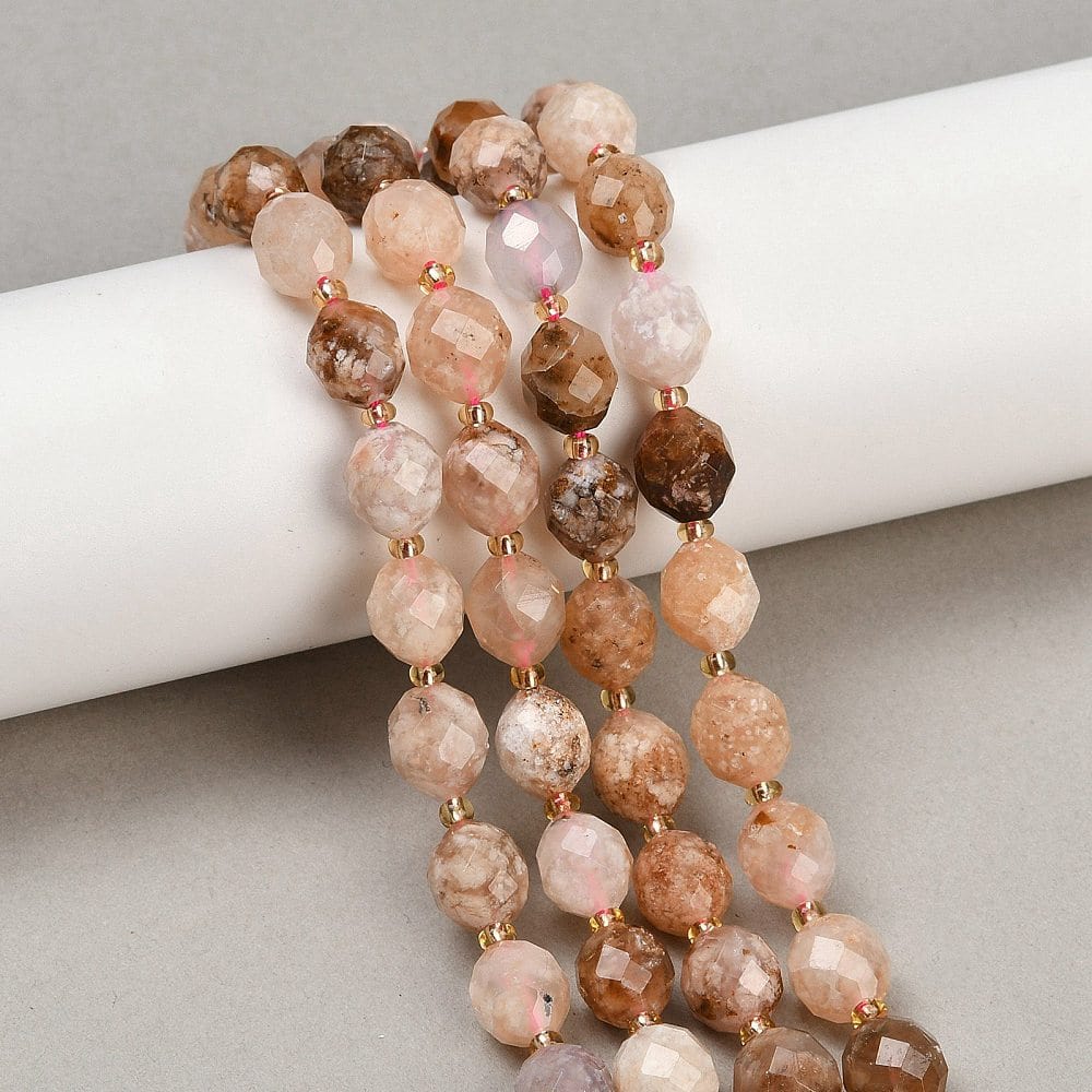 Cherry Blossom Agat – Ovale, Facetteret (9x10mm) - Uniq Perler - 115906