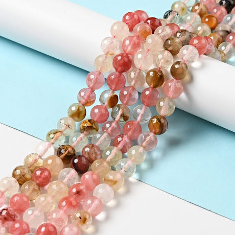 Cherry Kvarts - Facetteret, Rund (10mm) - Uniq Perler - 