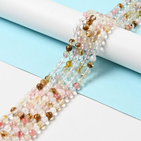 Cherry Kvarts Glasperler - Facetteret, Rund (6mm) - Uniq Perler - 