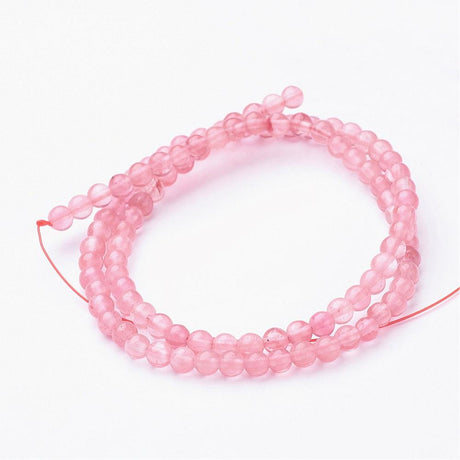 Cherry Kvarts Glasperler – Runde, Pink (4 - 5mm) - Uniq Perler - 