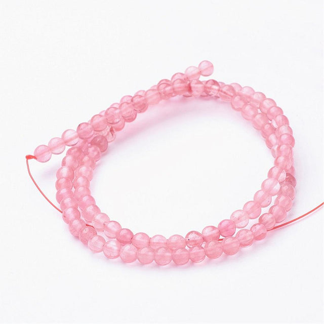 Cherry Kvarts Glasperler – Runde, Pink (4 - 5mm) - Uniq Perler - 