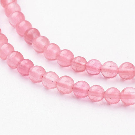 Cherry Kvarts Glasperler – Runde, Pink (4 - 5mm) - Uniq Perler - 