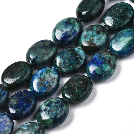 Chrysocolla Og Lapis Lazuli, Oval, 10x8x4mm - Uniq Perler - 0001489048