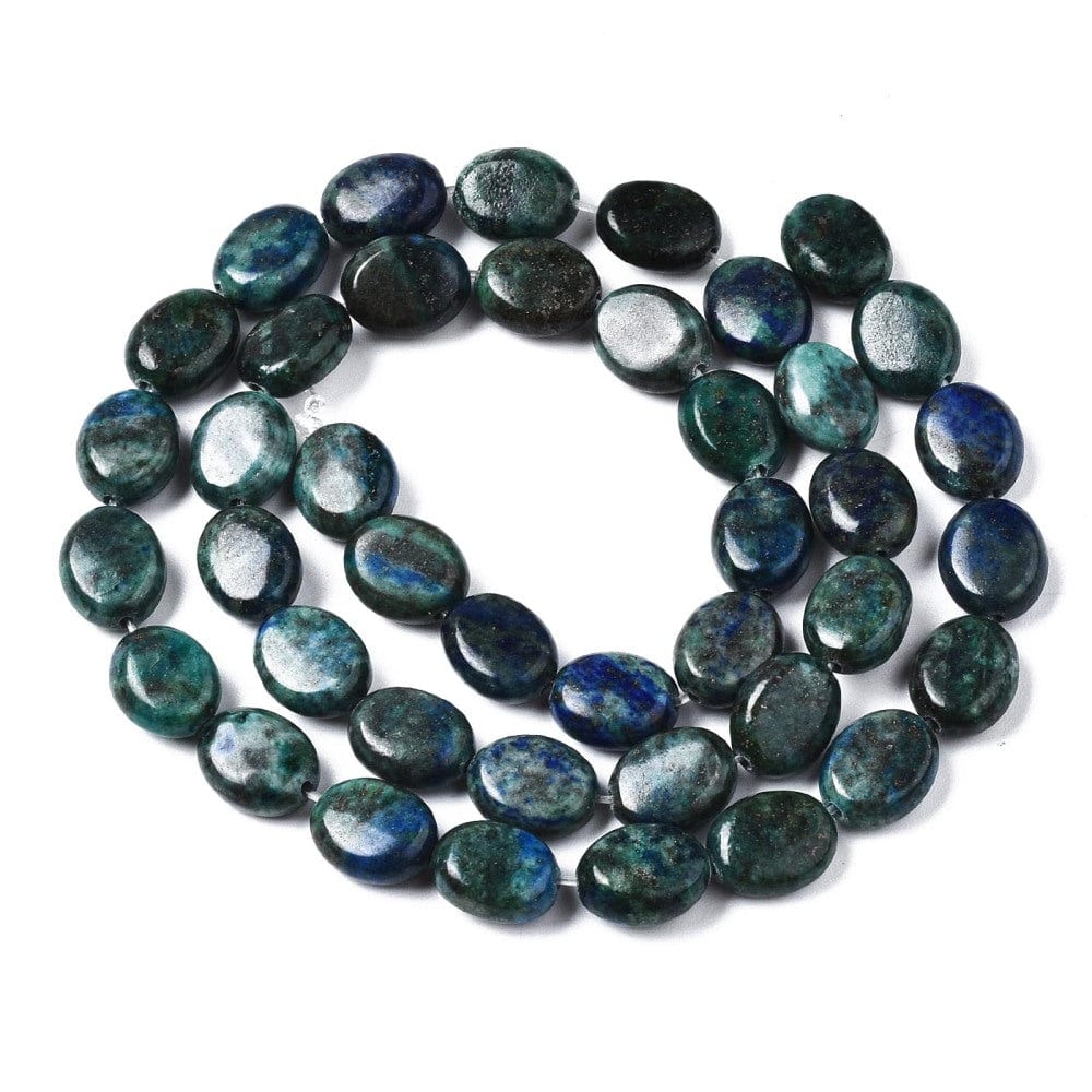 Chrysocolla Og Lapis Lazuli, Oval, 10x8x4mm - Uniq Perler - 0001489048