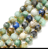 Chrysocolla Og Lapis Lazuli Perler – Facetteret, Rund (8mm) - Uniq Perler - 125140, 76606747567813429304199284