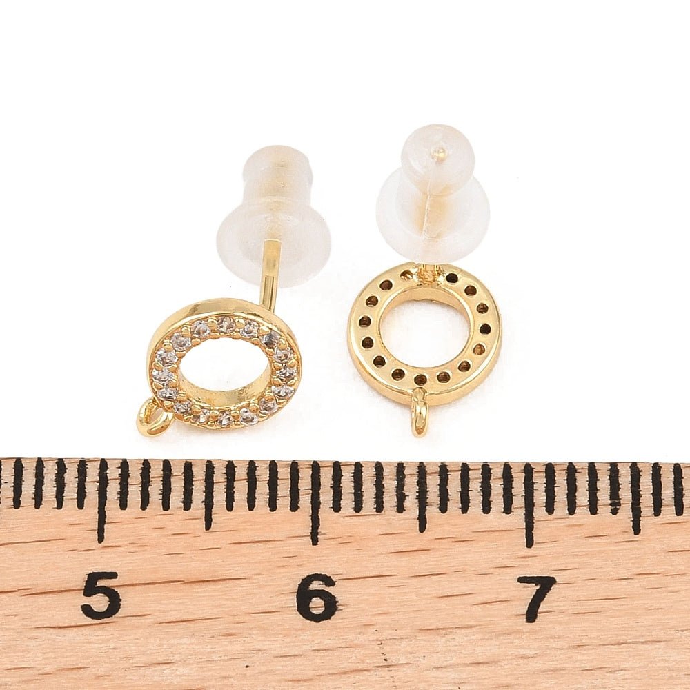 Cirkel Ørestikker Med Øje – 18K Forgyldt Messing Med Zirkonia Sten (9,5x7,5mm) - Uniq Perler - 117479