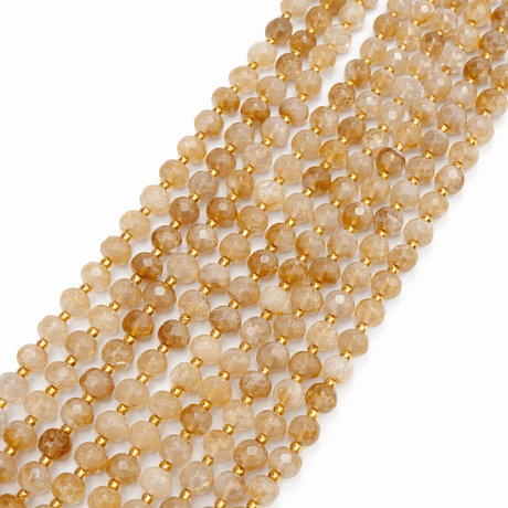 Citrin Perler – Facetteret Rondel (6x8mm) - Uniq Perler - 118187