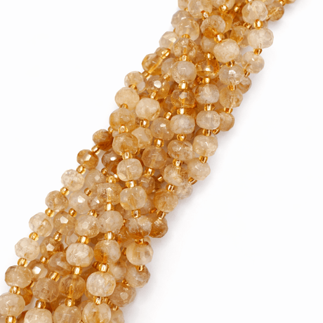 Citrin Perler – Facetteret Rondel (6x8mm) - Uniq Perler - 118187