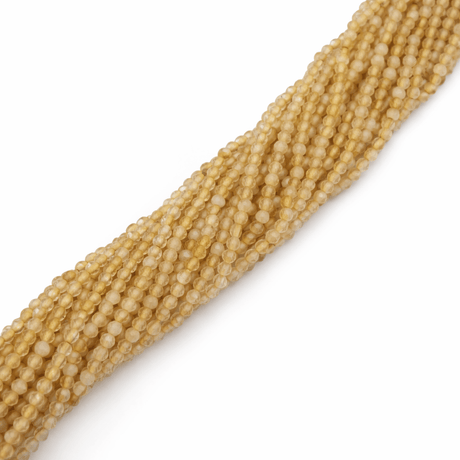 Citrin Perler – Facetteret Rund (2mm) - Uniq Perler - 118124