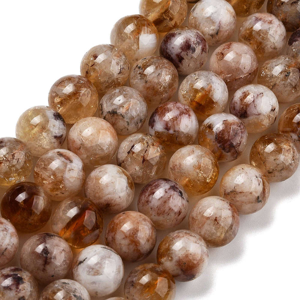 Citrin Perler - Runde, Brun/Gylden (10mm) - Uniq Perler - 115245