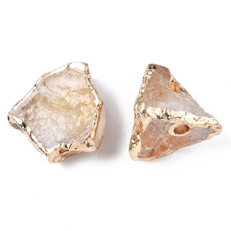 Citrin Sten - Med Gyldne Kanter (20 - 29mm) 1 stk. - Uniq Perler - 115419