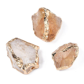 Citrine Stone - With Golden Edges (20 - 29mm) 1 pc. - Uniq Perler - 115419