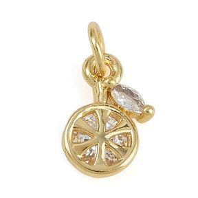 Lemon Pendant With Zirconia - Long-Lasting Gold Plated (8x12mm) - Uniq Perler - 115808