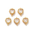 Connector Hjerter med Zirkonia – Vandfast 18K forgyldt (7,5x5,5mm)2 stk. - Uniq Perler - 122135