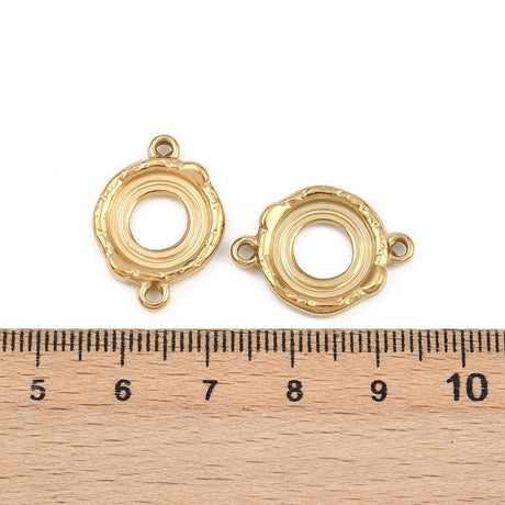 Connector i Forgyldt Stål – Rund til Cabochon (16x22mm, 2 stk) - Uniq Perler - 116192